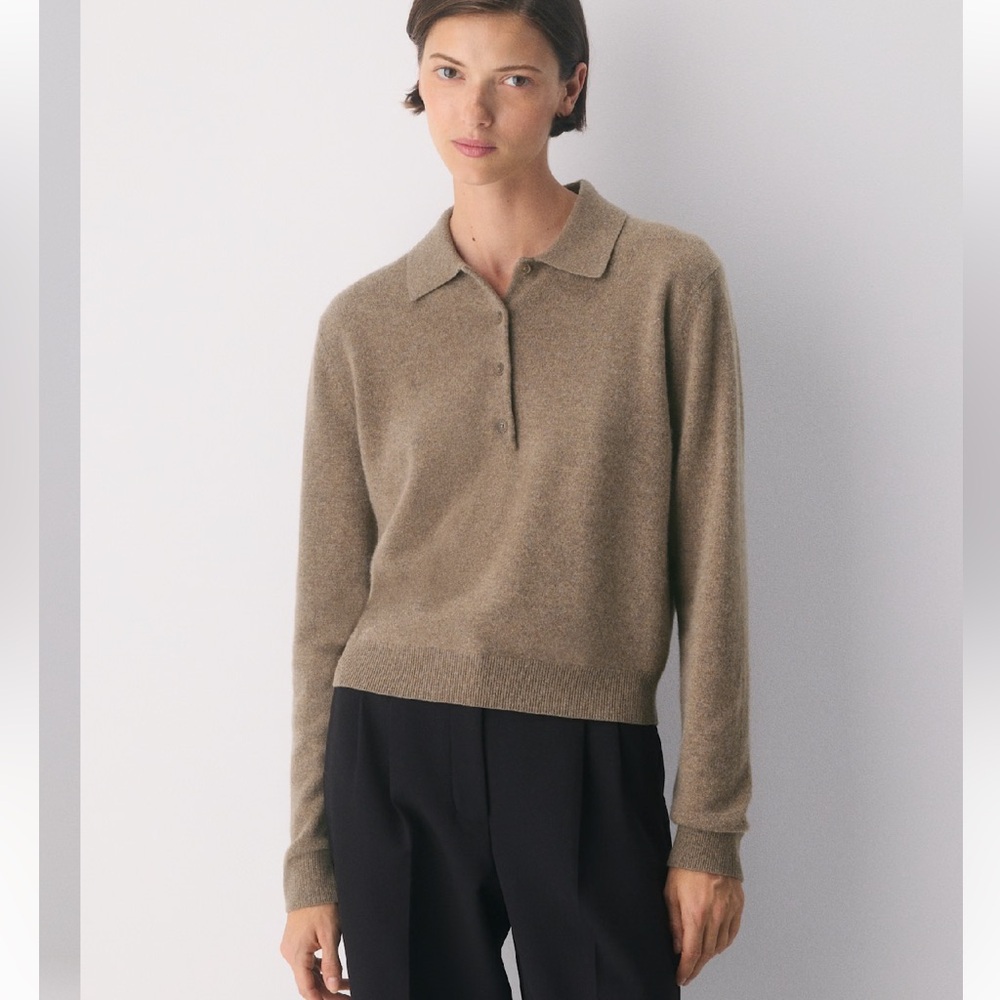 Aritzia Bare Cashmere Provenance Polo Sweater NWT